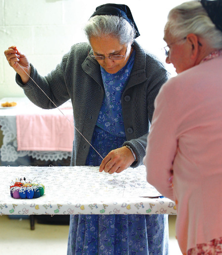 Letha Roth at sewing circle