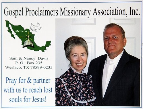 Prayer card of Sam and Nancy Davis