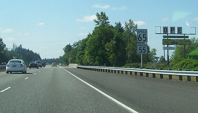 Departing hope -- sign along Oregon's I-5 -- southbound -- north of Albany