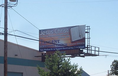 Sign near Tangent (Oregon) for Tangent Mennonite Church